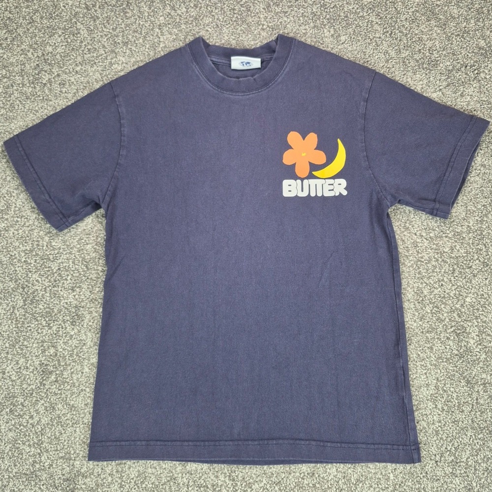 Butter Goods T-Shirt Mens Small Navy Blue Simple Materials Tee Cotton Streetwear